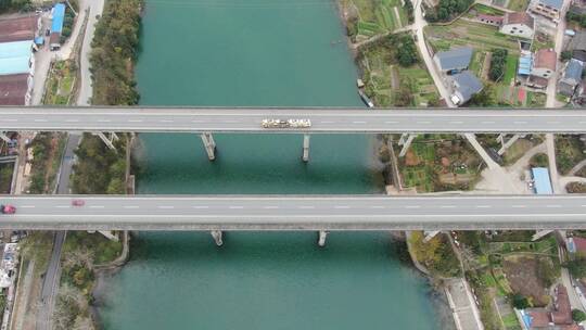 航拍高速公路高架桥跨河大桥穿山隧道