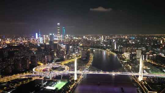 航拍上海南浦大桥夜景车流