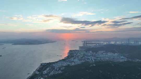 厦门海岸线日落风光航拍环岛路大海黄昏风景