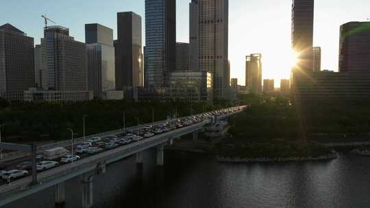 天津市滨海新区于家堡风景航拍空镜