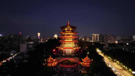 武汉黄鹤楼夜景灯光秀表演