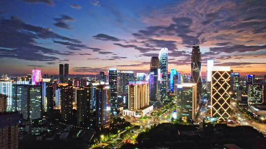 杭州萧山市北板块现代城市风光夕阳航拍