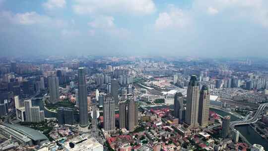 天津海河风景线城市天际线建筑风光航拍