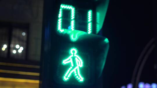 街头红绿灯led霓虹灯闪烁视频素材模板下载