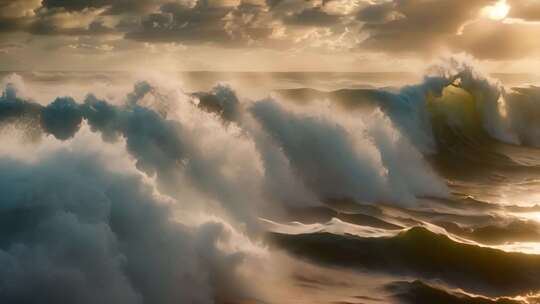 海洋巨浪海浪浪花波涛汹涌翻滚