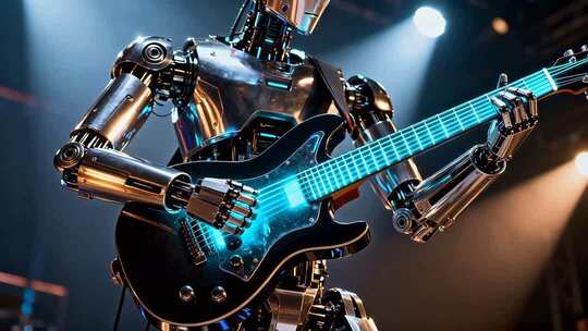 机器人舞台弹奏吉他