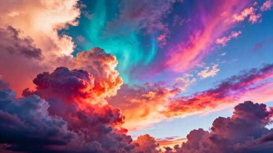 七彩祥云彩云天空美景合集