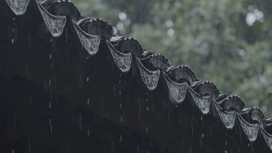 古建筑屋檐下雨 意境水滴 