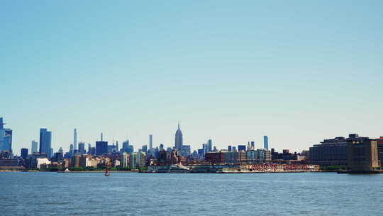曼哈顿金融区天际线在白天纽约美丽的城市景观视频素材模板下载