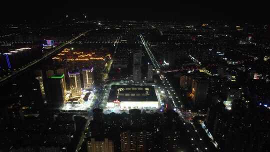 河南许昌城市夜景灯光航拍