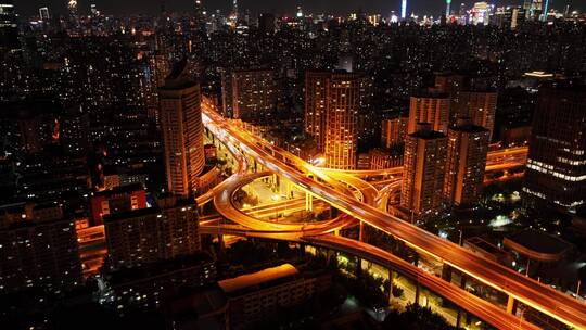 鲁班路夜景延时航拍