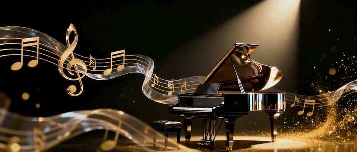 钢琴音符 舞台 背景