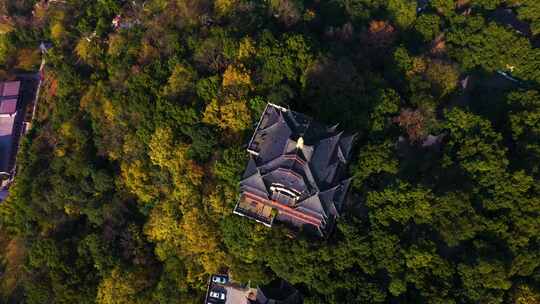 杭州风光吴山城隍阁景区航拍