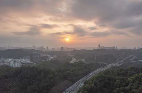 深圳高速路口日落延时