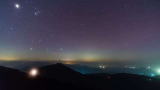 户外唯美夜晚星空银河延时