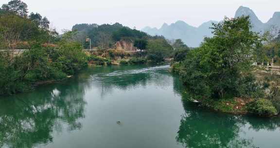 广西河池巴马盘阳河风景区航拍0786