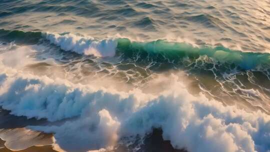 海浪拍打沙滩近景