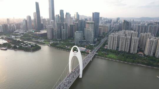 广州猎德大桥城市航拍素材