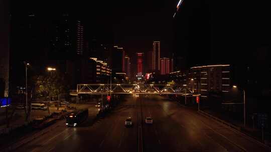 武汉武昌中南路灯光夜景航拍