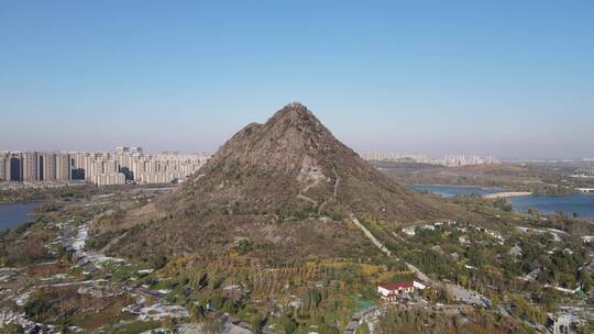 航拍山东济南华山湖公园