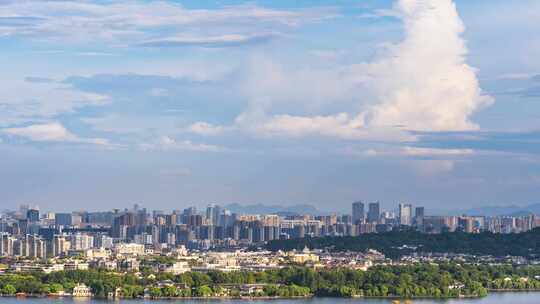 杭州西湖湖滨城市建筑风景延时