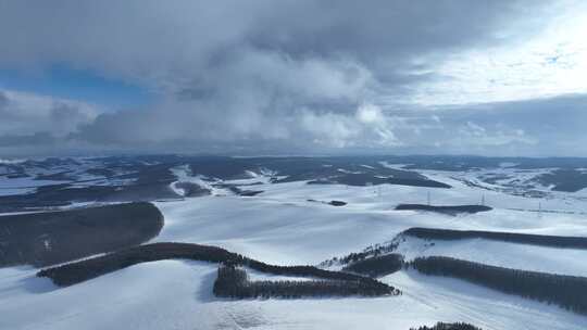 内蒙古寒冬丘陵雪原风光