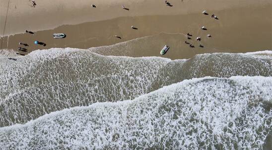 航拍海水海浪海边沙滩海浪