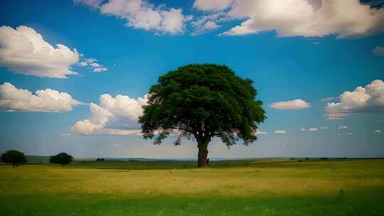 草原天际线一棵树
