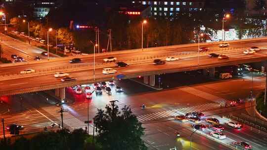 城市立交桥夜景车流