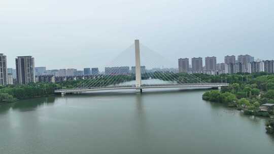 张家港沙洲湖公园沙洲大桥航拍