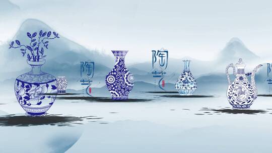 中国风水墨陶瓷图文展示ae模板