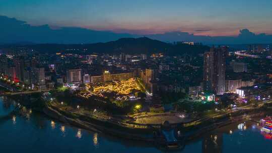 四川宜宾合江门广场夜景延时