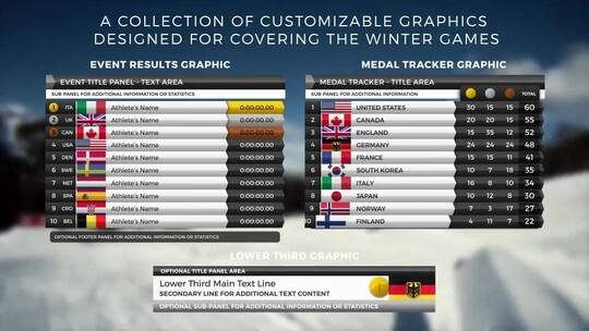 中国冬奥会元素奖牌追踪赛事结果AE模板