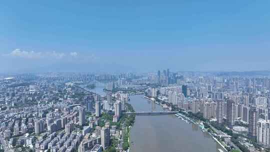 福州大景航拍闽江两岸城市建筑风光福州全景