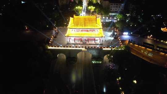 河南开封大梁门夜景航拍