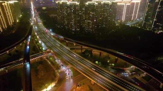 杭州滨江区江南大道立交桥高架桥夜晚夜景