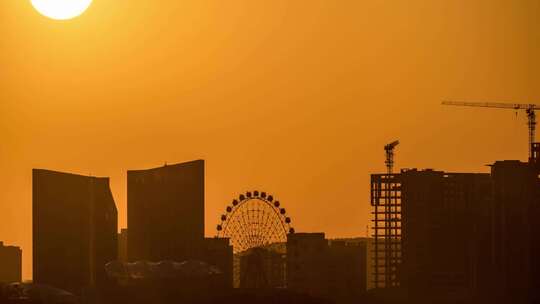 青岛琴岛之眼摩天轮日落