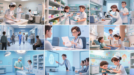中国医师节护士节医疗动画医生工作场景