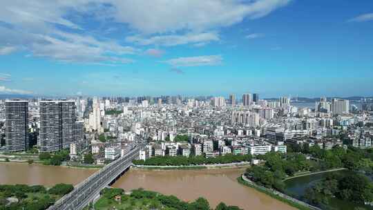 航拍汕头城市风光汕头大景