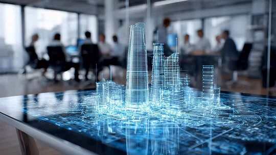 商务办公场景中科技城市模型