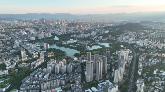 航拍福建福州鼓楼区镇海楼屏山公园