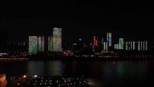 湖南长沙湘江金融中心北辰三角洲城市夜景