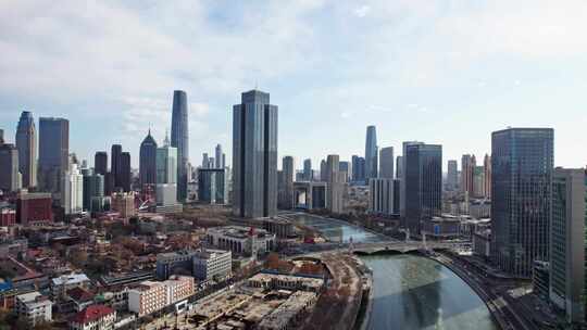 天津海河风景奥式风情区城市风光航拍