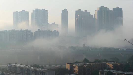 城市雾霭、成都窗外、浓雾视频素材模板下载