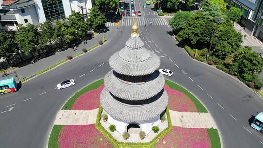 江苏扬州文昌阁地标建筑航拍