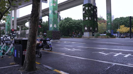 上海浦西马路街景视频素材模板下载