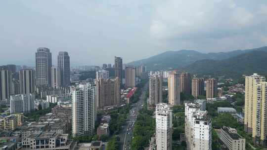 航拍福建莆田城市建设荔城中大道