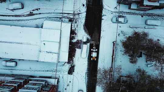 乡村雪景航拍