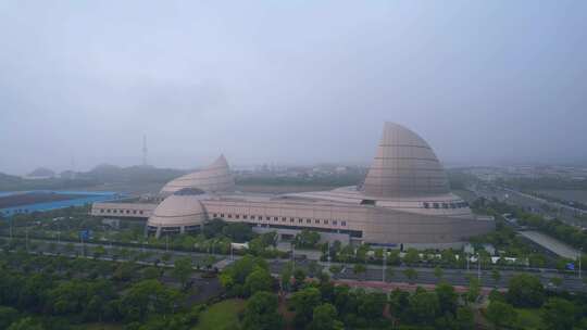 航拍宁波梅山湾风景建筑