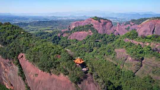 航拍韶关丹霞地貌 丹霞山阳元峰长老峰景区